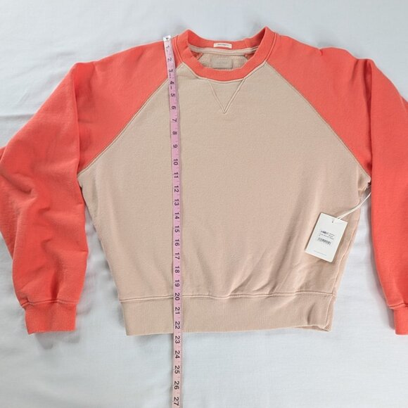MOTHER The Boost Crop Salmon Beige Sweatshirt NEW - Picture 4 of 8